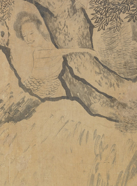李嵩二郎神搜山图人物办公室卧室挂画国画装饰画客厅横版字画卷轴