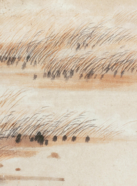 吴湖帆山水画平沙落雁图国画装饰画客厅办公室字画挂画赠卷轴装裱