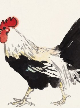 装饰画国画字画客厅书法花鸟画金鱼挂画卧室吴作人大吉雄鸡赠装裱