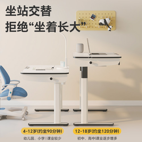 乐歌4岁-成人电动升降桌电脑桌儿童学习桌中小学生书桌写字桌T3X - 图0