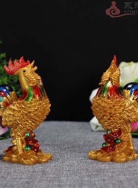 车载彩绘公鸡对鸡十二生肖鸡家居摆件工艺品中式桌面礼品