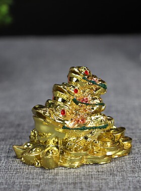 中式镀金招财金蟾 蟾蜍 瑞兽 三足金蟾 代代发金蟾家居摆件工艺品