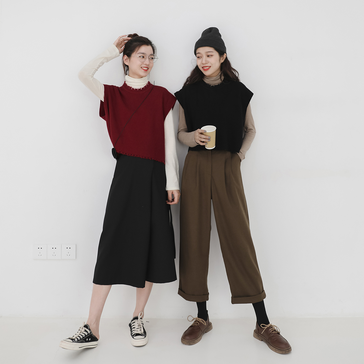 针织背心马夹套装女 2019 金大班安然 秋季新款气质复古高领打底衫 针织背心马夹套装女 2019 金大班安然 秋季新款气质复古高领打底衫