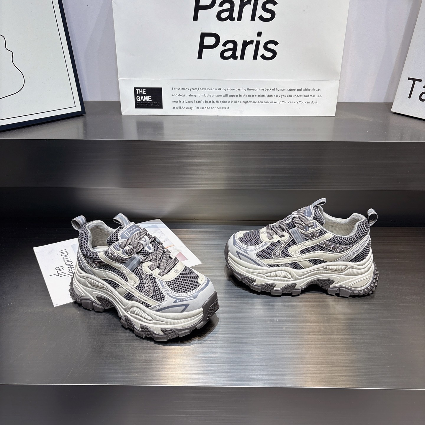 真皮水钻厚底老爹鞋女2025秋季新款小个子6cm增高透气休闲运动鞋,淘宝优惠券,粉丝福利购,淘宝优惠卷