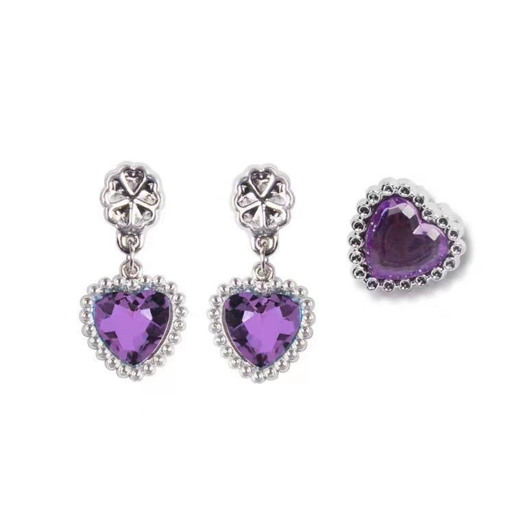 迪士尼公主cosplay配饰 儿童艾莎贝儿茉莉爱洛乐佩项链耳环耳夹 - 图1