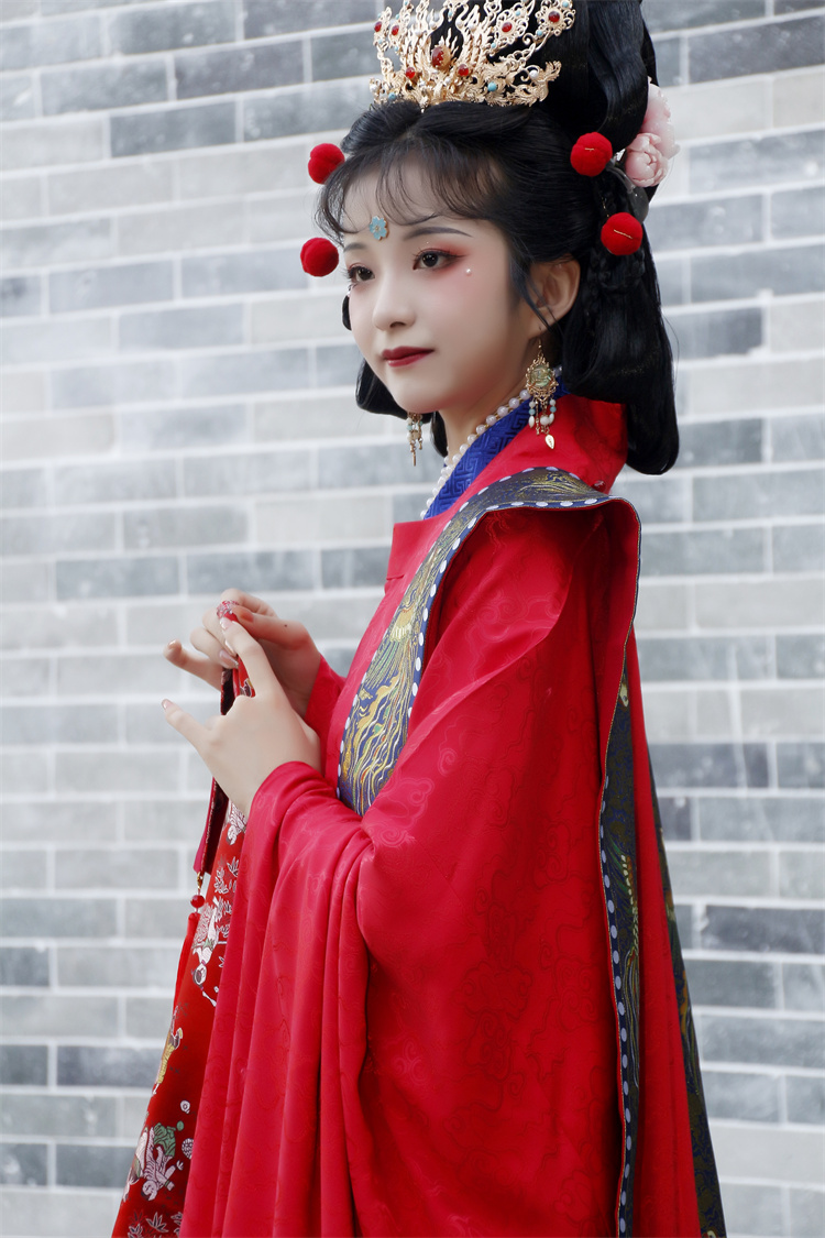 【墨绯汉服】明制汉服婚服云纹提花披风大衫霞帔女装套装马面裙圆-图0