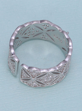 s925纯银宫廷复古典雅蕾丝戒指托