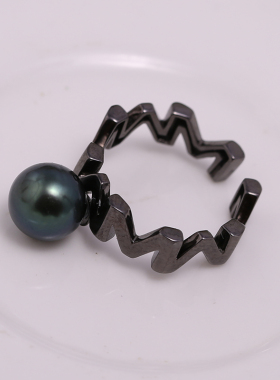 s925纯银不规则时尚几何M戒指托