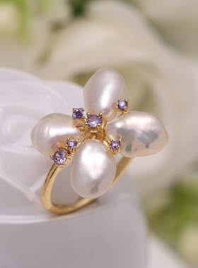 s925纯银小众设计花朵戒指托配件