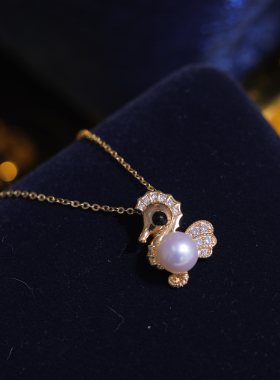 s925纯银精工可爱小海马吊坠配件