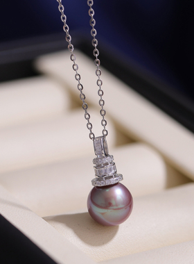 DIY珍珠配件s925纯银精致时尚气质吊坠项链坠项坠空托配10-14mm