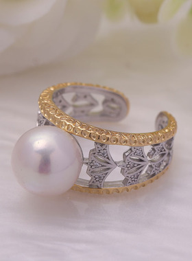 分色指环调节戒托S925纯银时尚