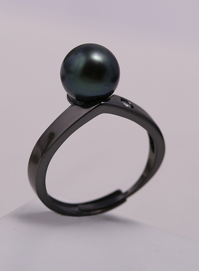 s925纯银韩版精致枪黑戒指托