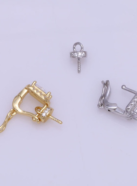 s925纯银复古单锆项链卡扣挂坠