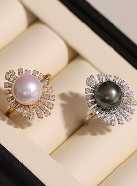 s925纯银胸花套装璀璨时尚戒指托