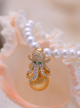 s925纯银时尚可爱八爪鱼项链坠