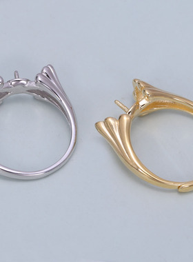 s925纯银日韩版简约直纹戒指托