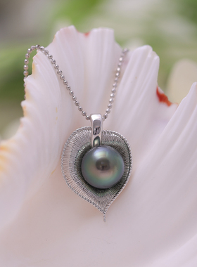 s925纯银精工扣子立体树叶吊坠