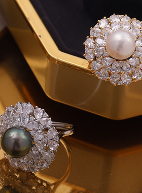 精工豪华戒指托群镶锆石精美港风