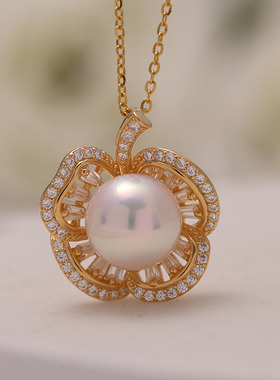 s925纯银精工豪华花卉吊坠配件