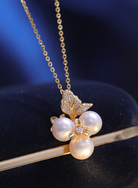 s925纯银日韩版三珠叶子吊坠托