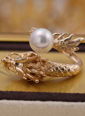 s925纯银豪华大气中国龙戒指托