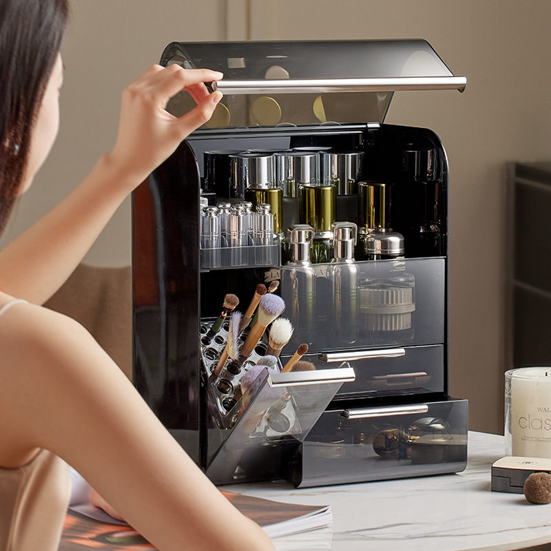 轻奢透明化妆品收纳盒桌面简约抽屉式防尘大容量护肤品分层整理盒,淘宝优惠券,粉丝福利购,淘宝优惠卷
