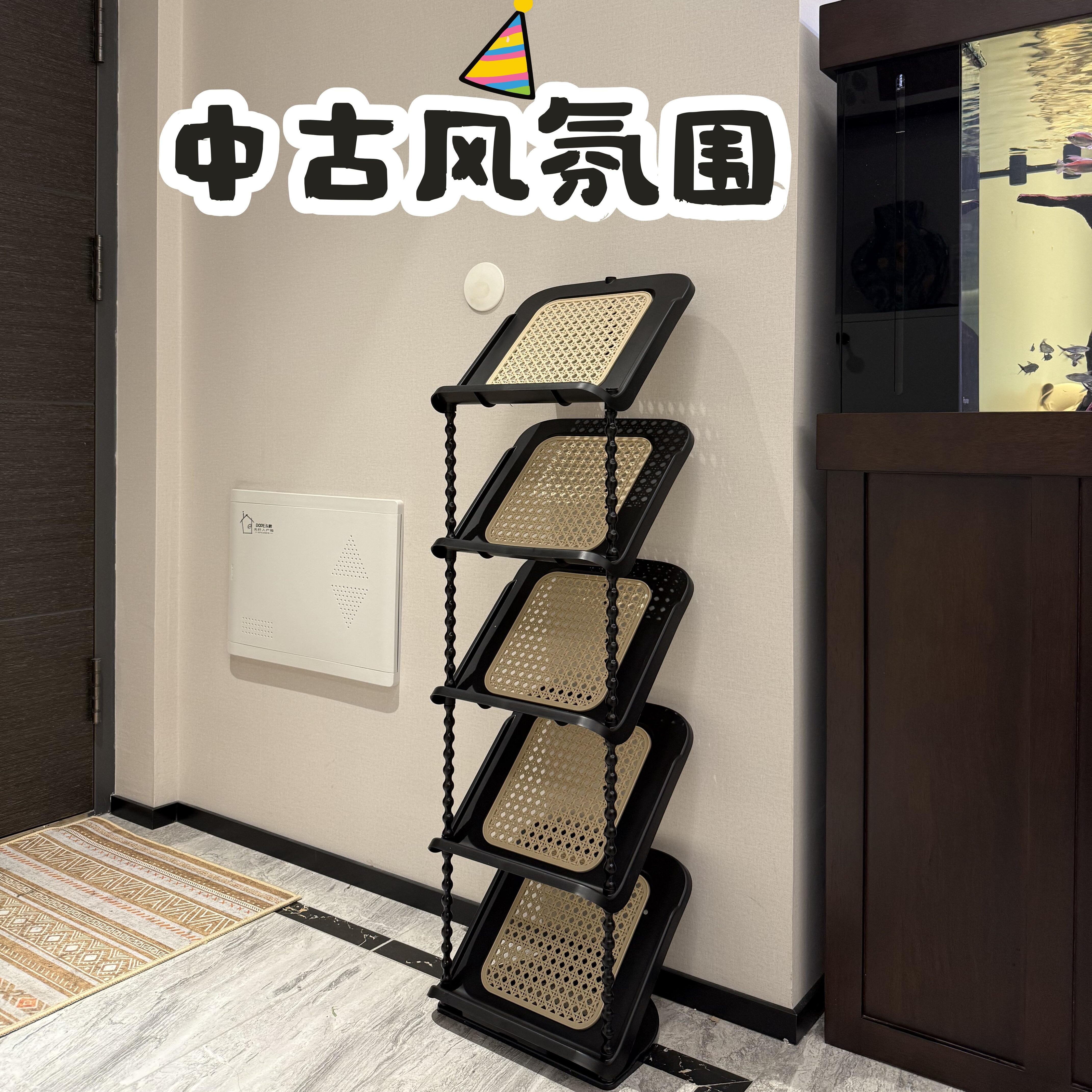 鞋架子多层家门口2025新款中古风入户小窄省空间折叠收纳鞋柜神器