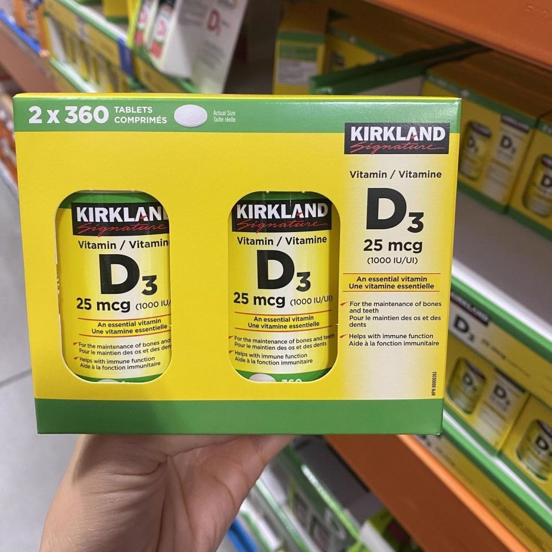 现货加拿大kirkland可兰维生素D3维他命D3片VD3一瓶装360粒成人 - 图2