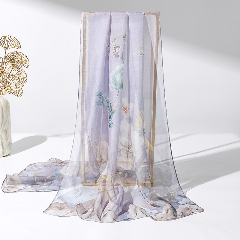 上海故事丝巾女2026新款时尚百搭真丝纱巾长条粉色100%桑蚕丝围巾