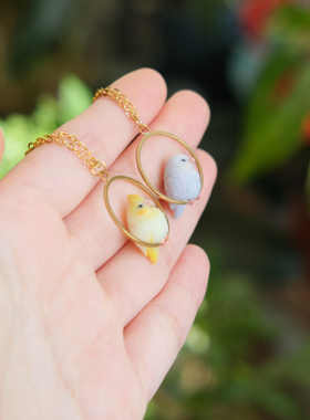 软陶手作仿真鹦鹉吊坠925银项链