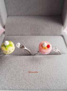 quinta原创手作草莓可爱银戒指
