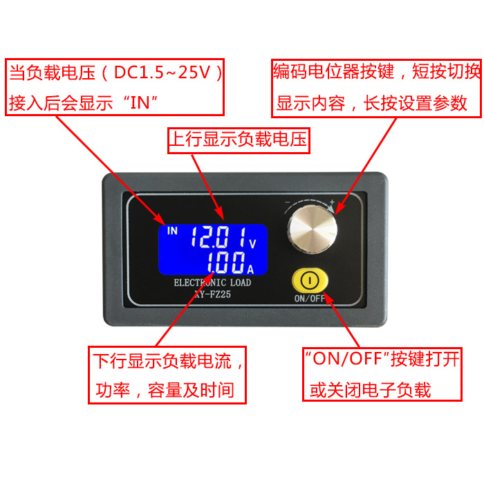 欣易FZ25恒流电子负载 电源老化可调负载模块电池放电容量测试仪