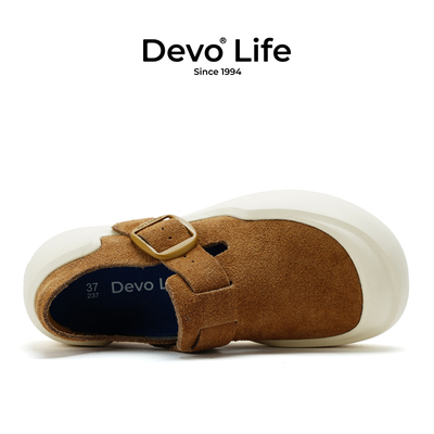 Devo/的沃真皮勃肯鞋全包头厚底