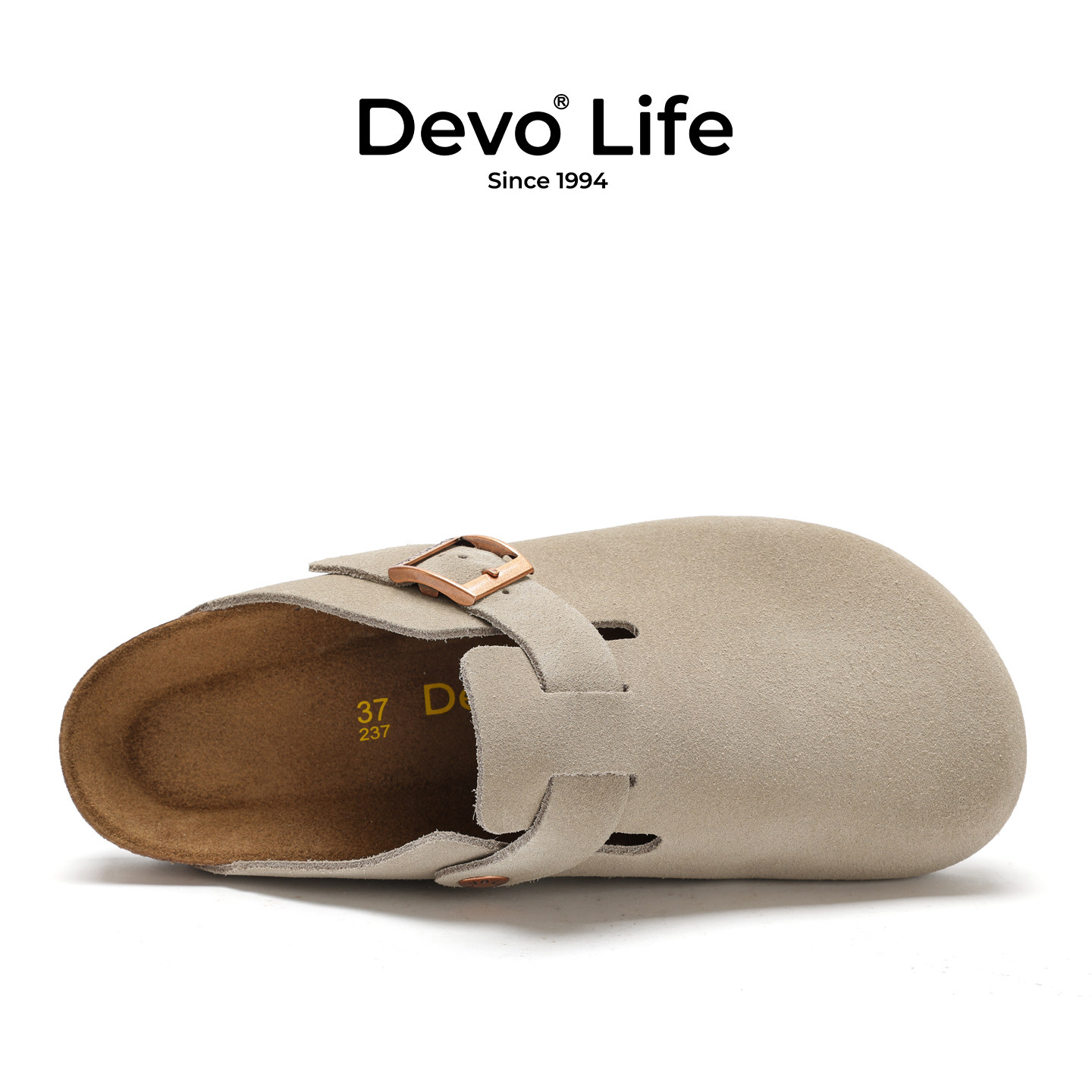 Devo/的沃软木拖鞋女半包休闲懒人半拖情侣套脚勃肯鞋 3624,淘宝优惠券,粉丝福利购,淘宝优惠卷