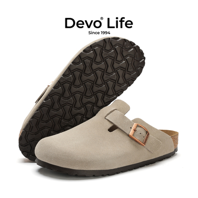 Devo/的沃软木拖鞋女半包休闲懒人半拖情侣套脚勃肯鞋 3624