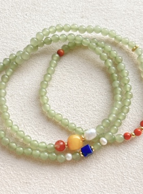 天然和田玉多圈手链女款和田玉多宝手串饰品礼物送女友闺蜜