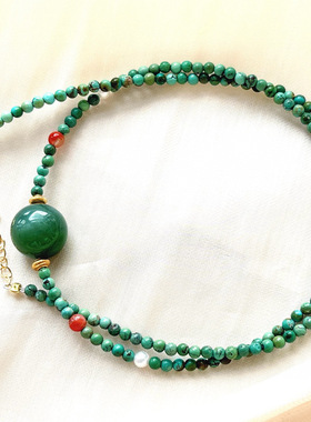 天然水晶绿幽灵项链女款时尚百搭水晶项链礼物送闺蜜礼物