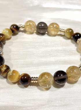 金霸 天然黄塔晶金虎眼黄水晶原创设计手链虎眼石手链