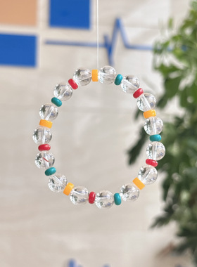 天然白水晶单圈手链国风新中式串珠手串复古文艺 棉白晶手链