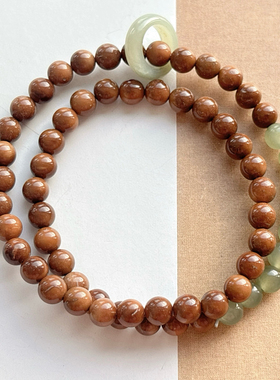 天然库克 搭配和田玉跑环两圈圈手串文玩佛珠女款