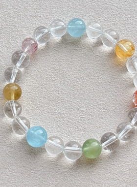 天然白水晶多宝手链女款手串送女友闺蜜生日礼物