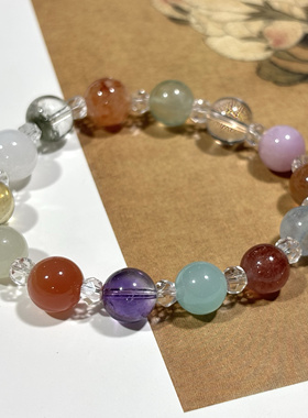 天然水晶多宝手链女款单圈时尚糖果水晶多宝百搭饰品礼物送朋友