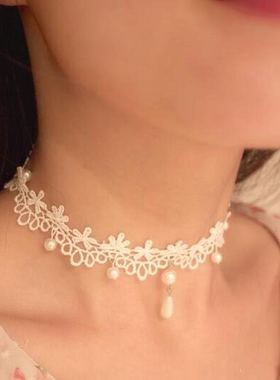 森系婚纱纯手工复古白色蕾丝珍珠