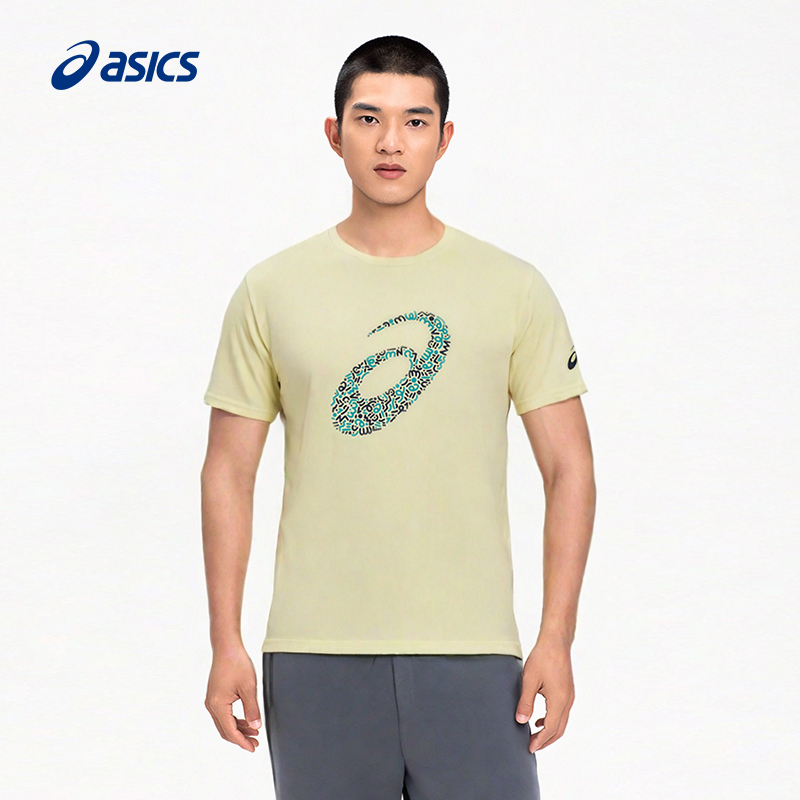 ASICS亚瑟士新款男子透气跑步短袖男式圆领套头舒适运动短袖T恤 - 图1