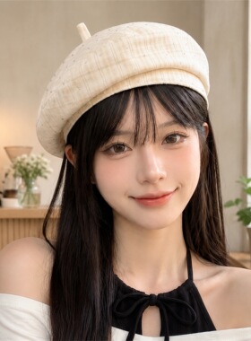 英伦复古百搭女钻饰贝雷帽