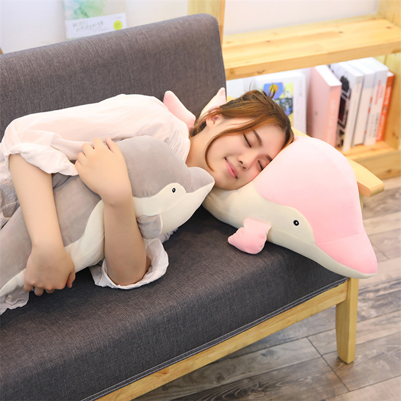 海豚毛绒玩具布娃娃公仔睡觉抱枕女孩可爱长条枕懒人大号床上玩偶-图0