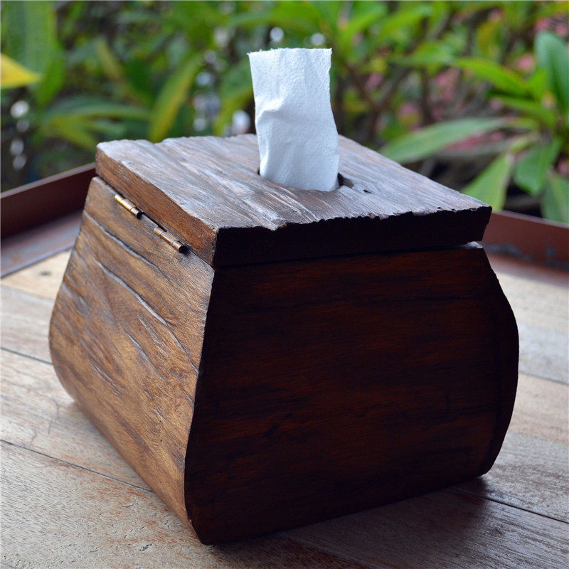泰国手工实木纸巾盒卷纸圆筒桌面家用酒店创意复古纸巾筒家居装饰,淘宝优惠券,粉丝福利购,淘宝优惠卷