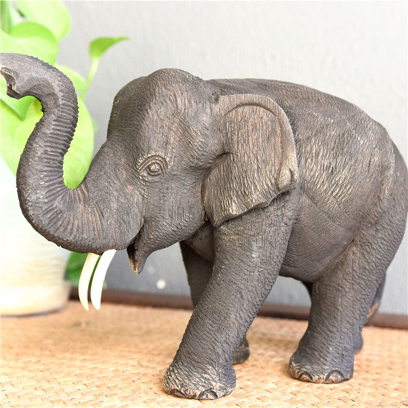 泰国柚木雕刻大象摆件桌面东南风家里客厅餐厅装饰品工艺品实木制,淘宝优惠券,粉丝福利购,淘宝优惠卷
