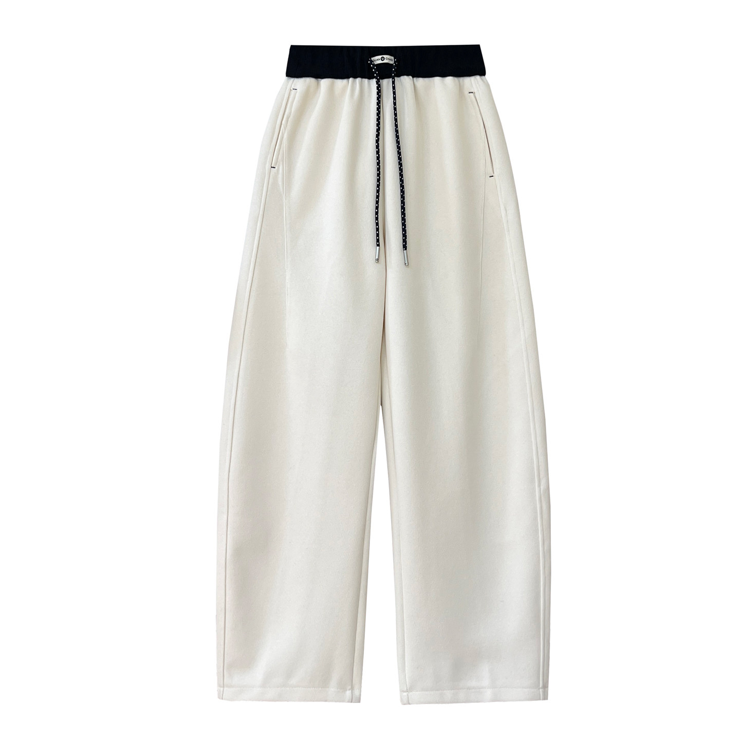 秋季窄版小弯刀卫裤女慵懒风百搭高腰撞色松紧腰显瘦阔腿抽绳裤子,淘宝优惠券,粉丝福利购,淘宝优惠卷